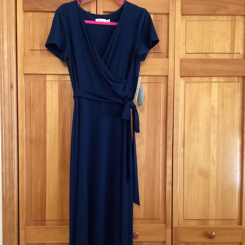 NWT Eliza J Knit Navy Blue Maxi Dress Size 12